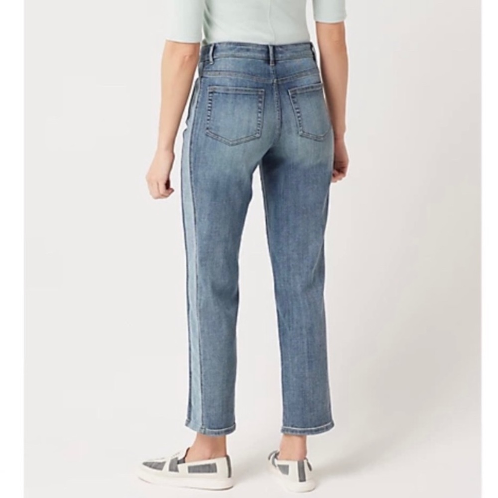 LOGO by Lori Goldstein Boyfriend Two Tone Side Panel Jeans Size 10 - Picture 4 of 12